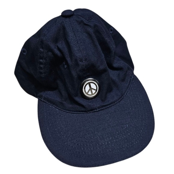 CMC Golf Hat Baseball Cap Adjustable Peace Sign Navy Blue Cotton - Picture 1 of 11